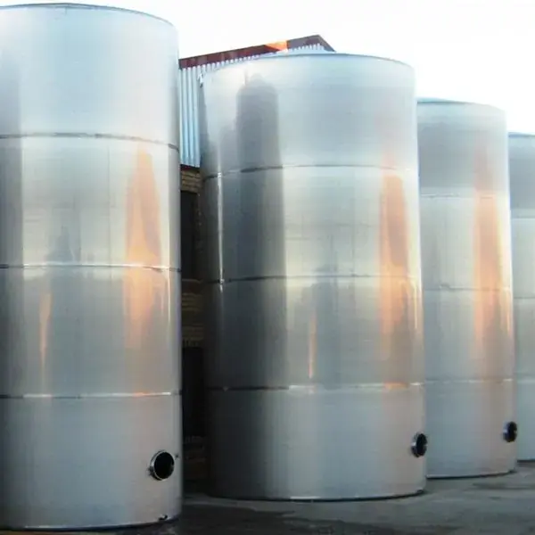 Row of steel storage tanks
